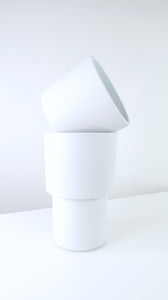 Ceramic White Straight Edged Pot